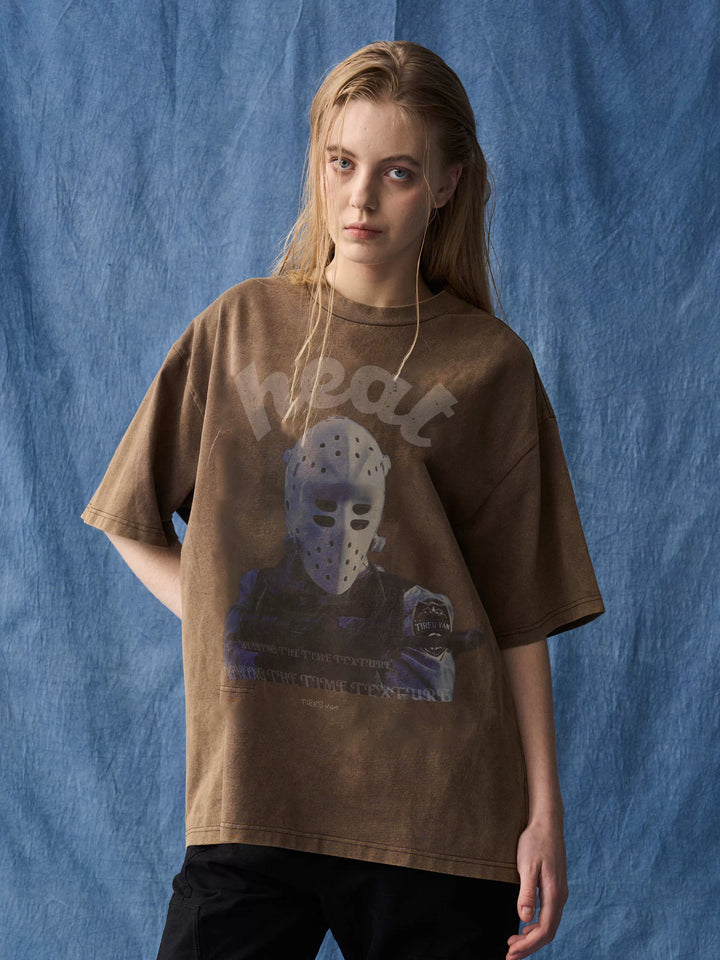 Mask face Washed Print Tee