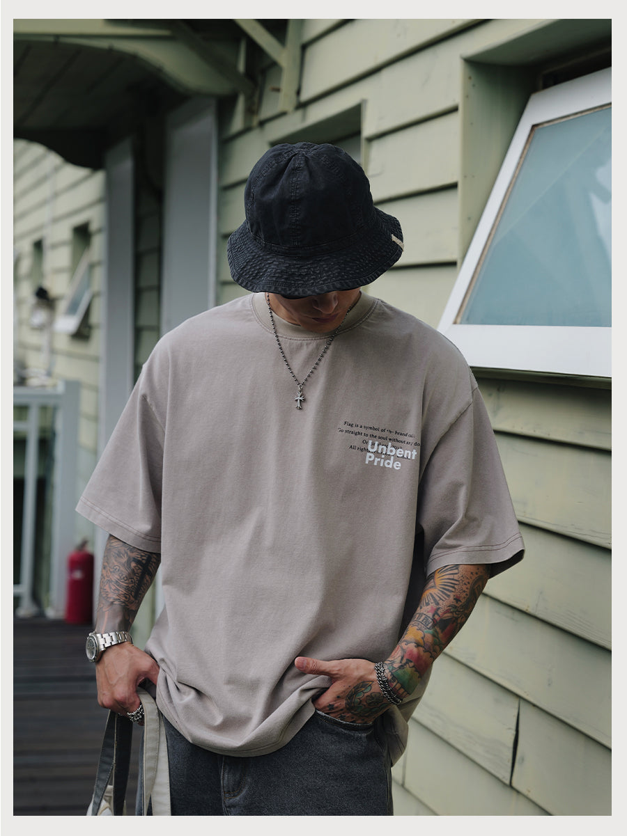 Distress Slogan Print Tee