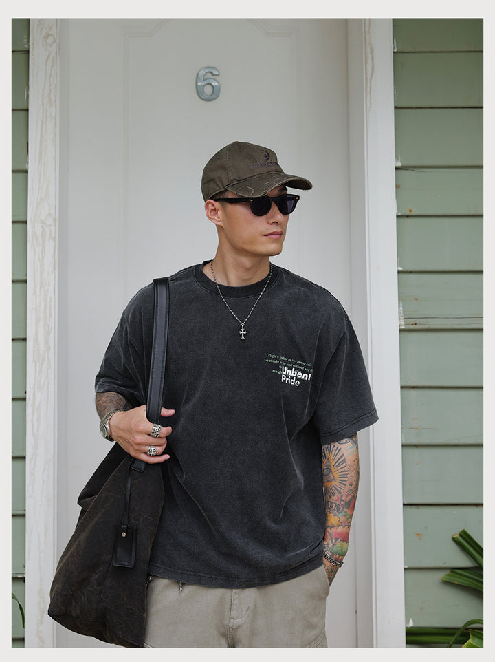 Distress Slogan Print Tee