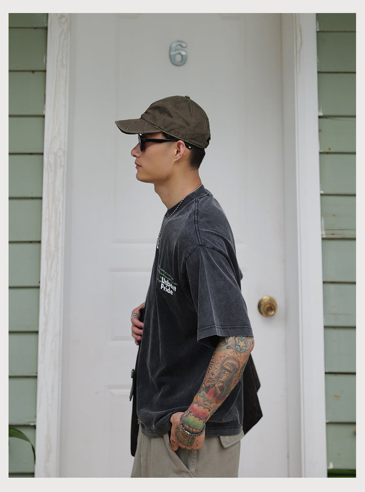 Distress Slogan Print Tee