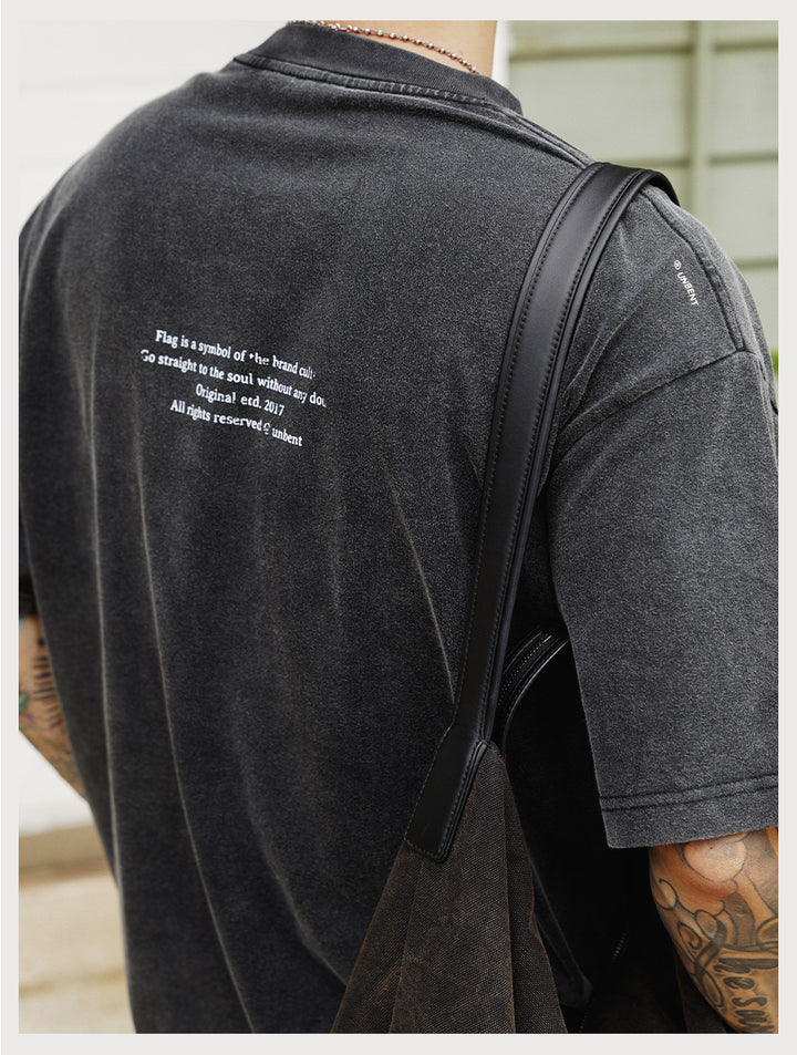 Distress Slogan Print Tee