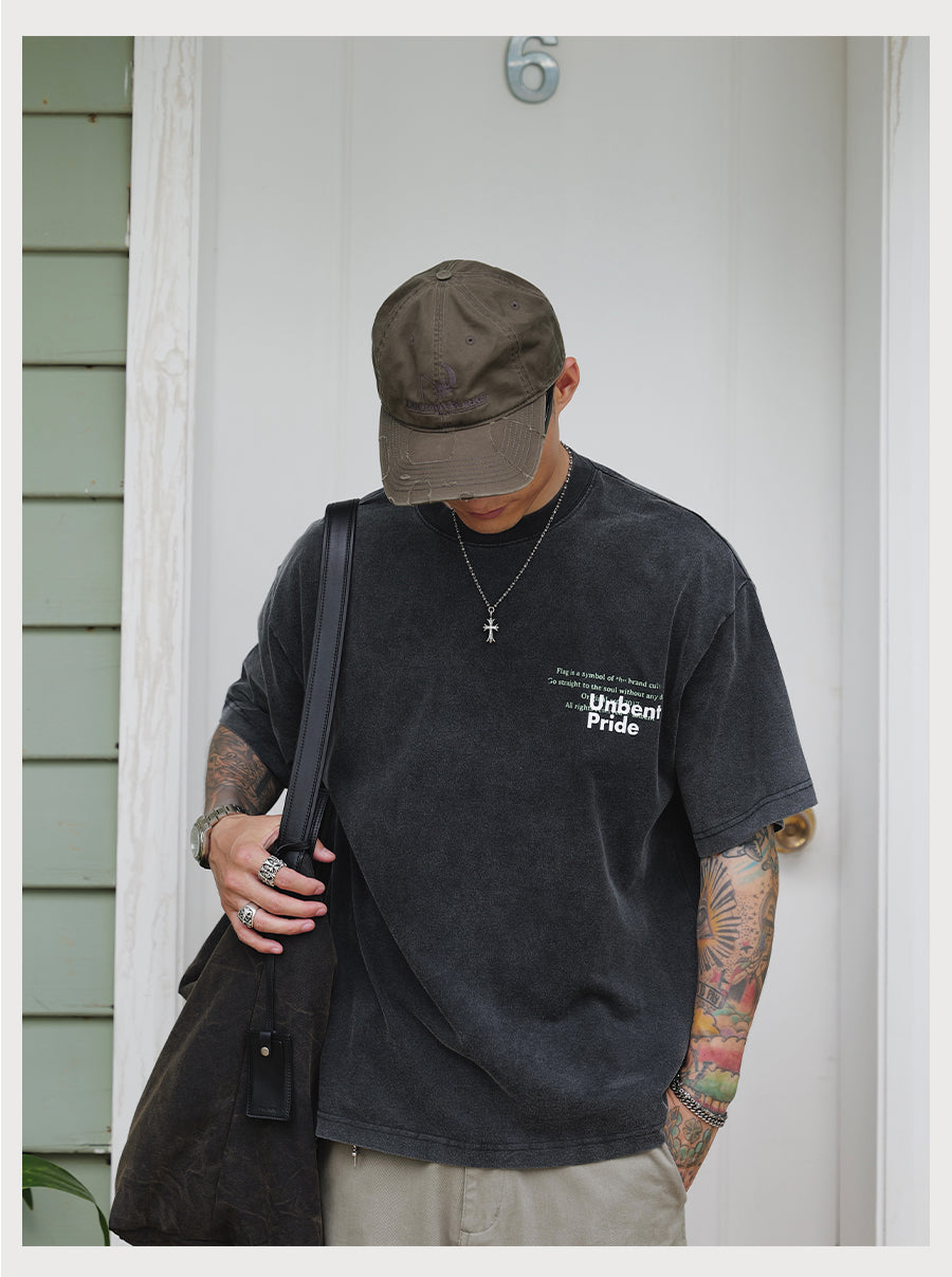 Distress Slogan Print Tee