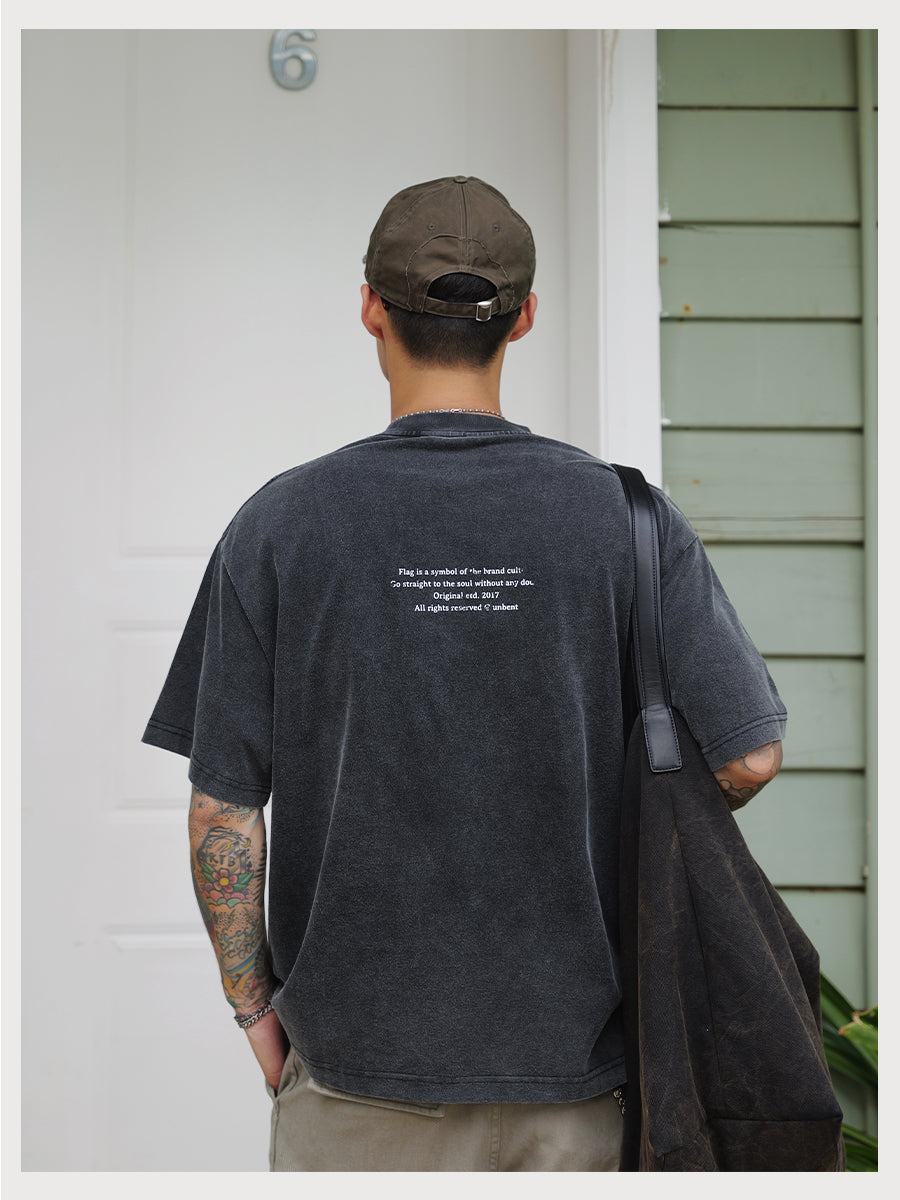 Distress Slogan Print Tee