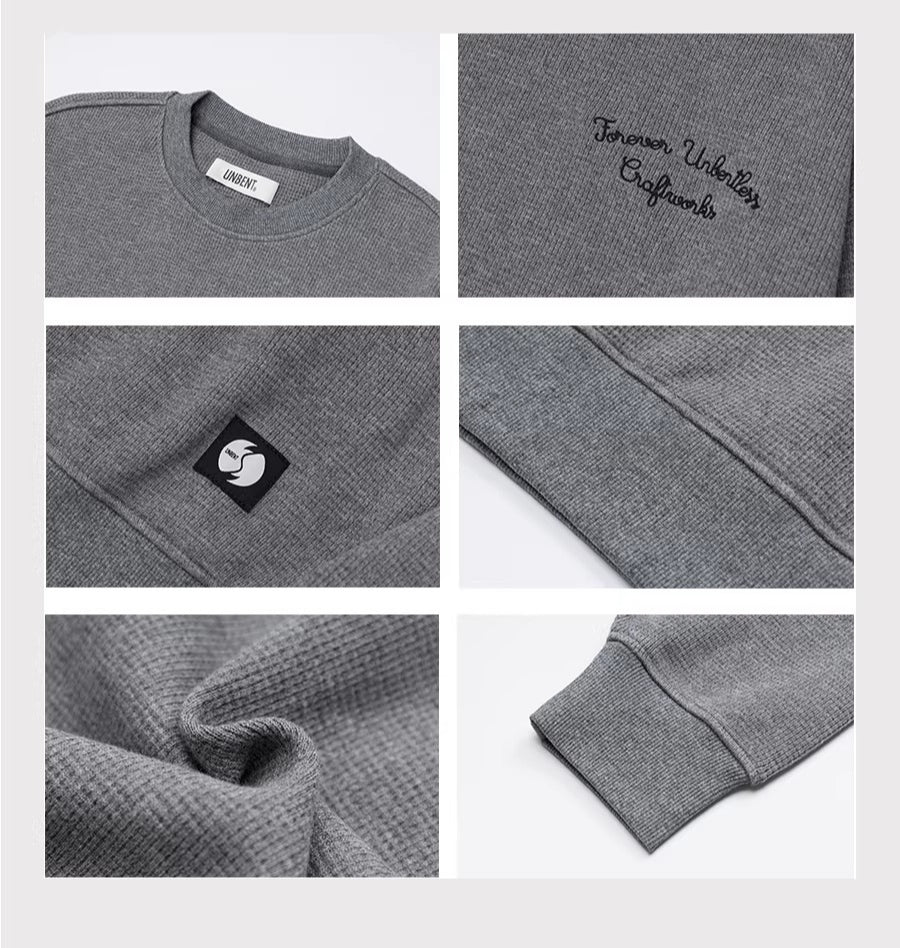 Cotton Waffle Crewneck Sweatshirt