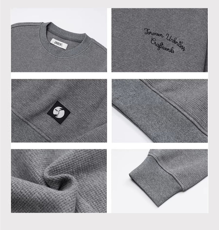 Cotton Waffle Crewneck Sweatshirt