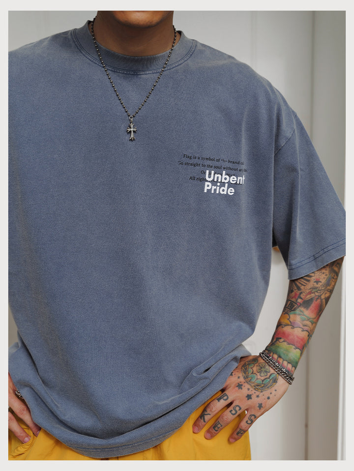 Distress Slogan Print Tee