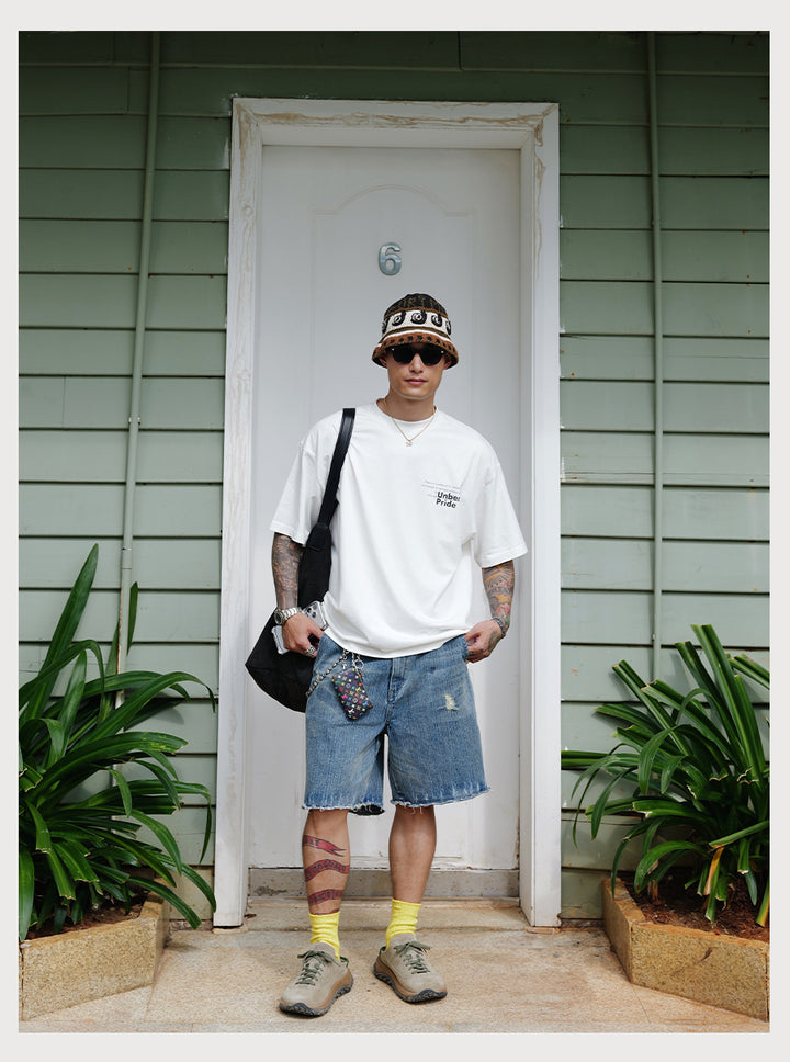 Distress Slogan Print Tee