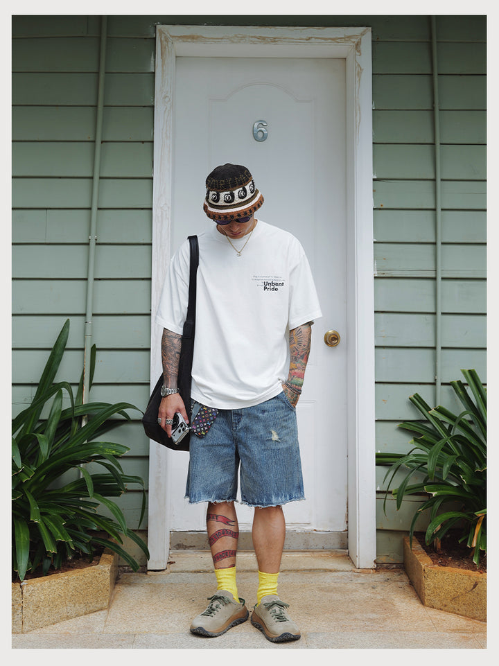 Distress Slogan Print Tee