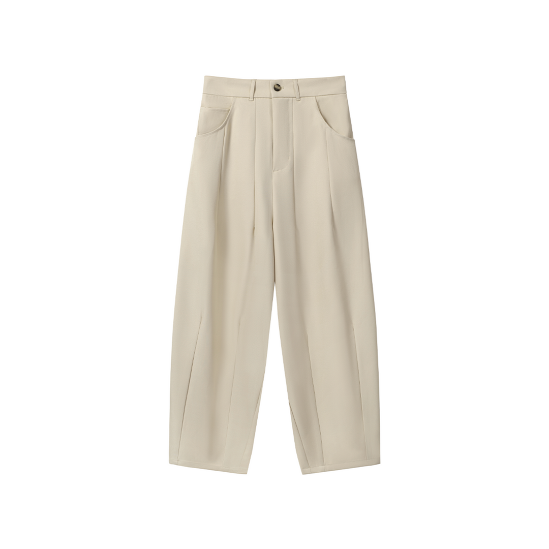 BEIGE BAGGY PLEATED