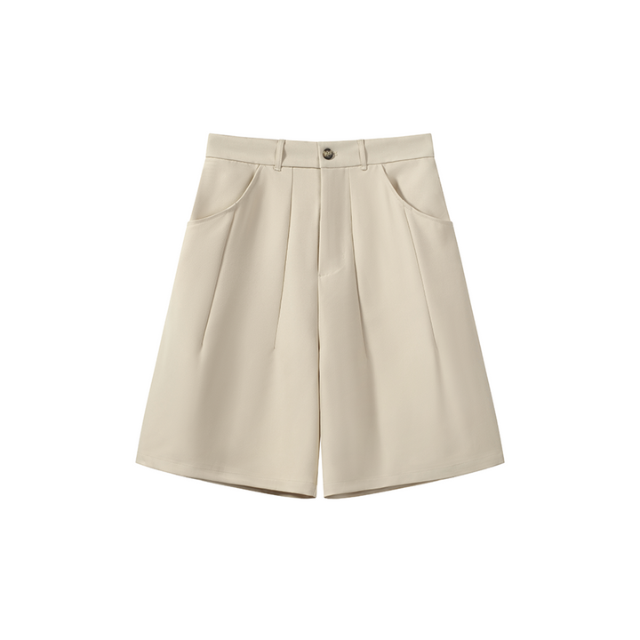 BEIGE PLEATED SHORTS