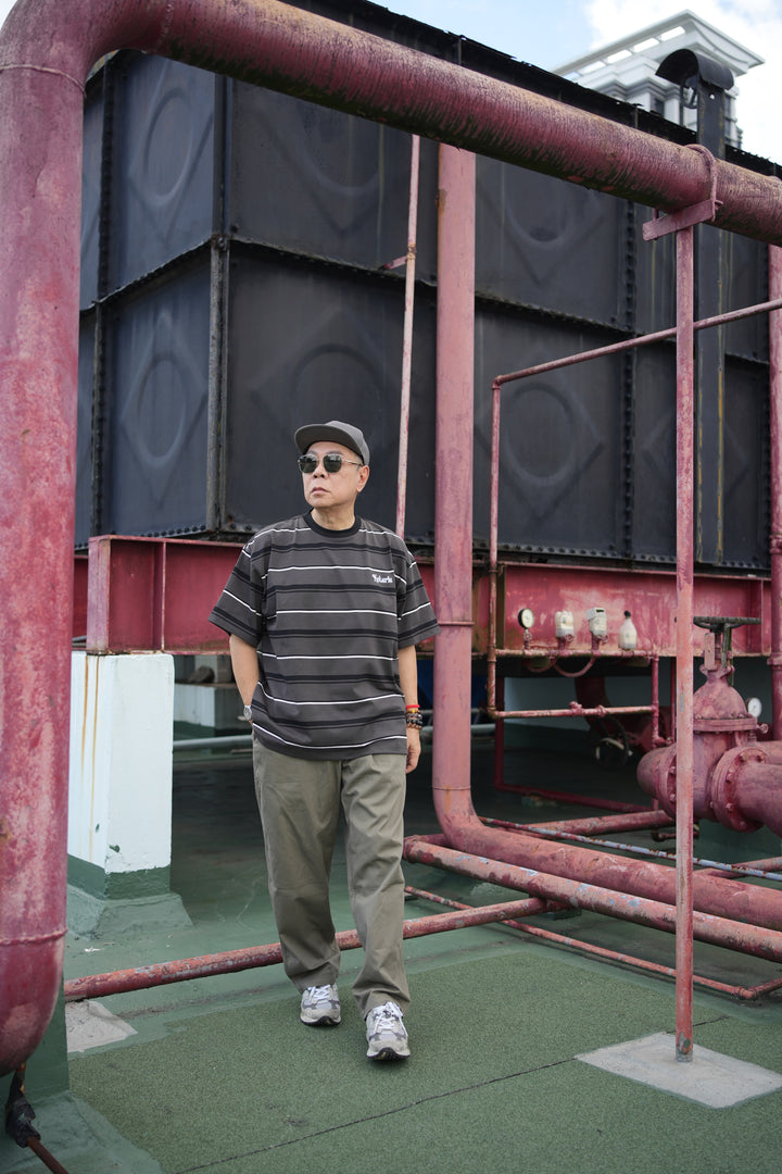 T079 Embroidered Logo Stripe Tee