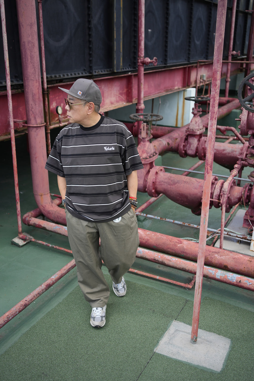 T079 Embroidered Logo Stripe Tee