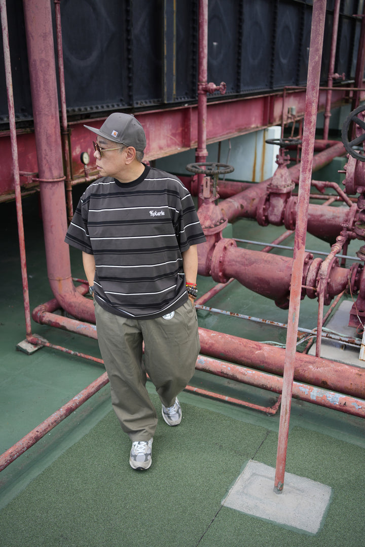 T079 Embroidered Logo Stripe Tee