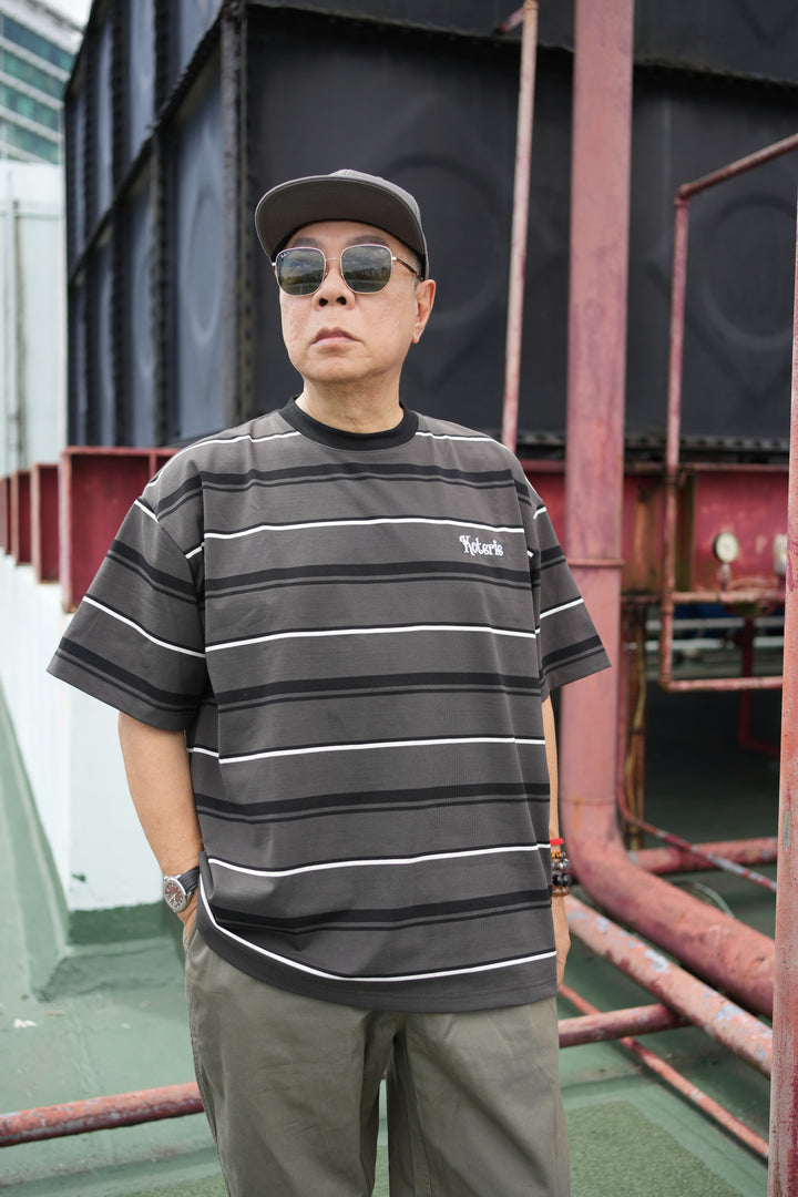 T079 Embroidered Logo Stripe Tee