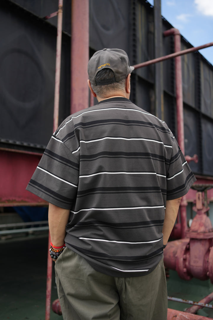 T079 Embroidered Logo Stripe Tee