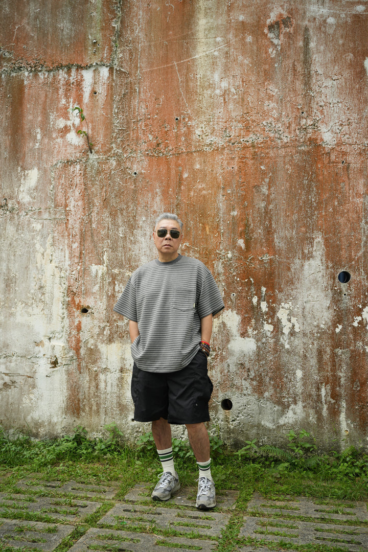 T053 A-Cut Space Cotton Stripe Tee