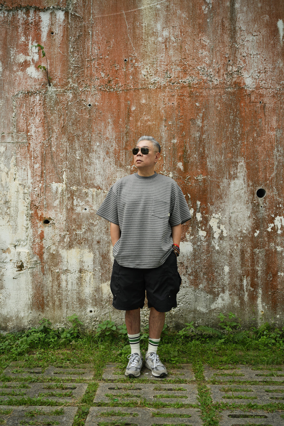 T053 A-Cut Space Cotton Stripe Tee