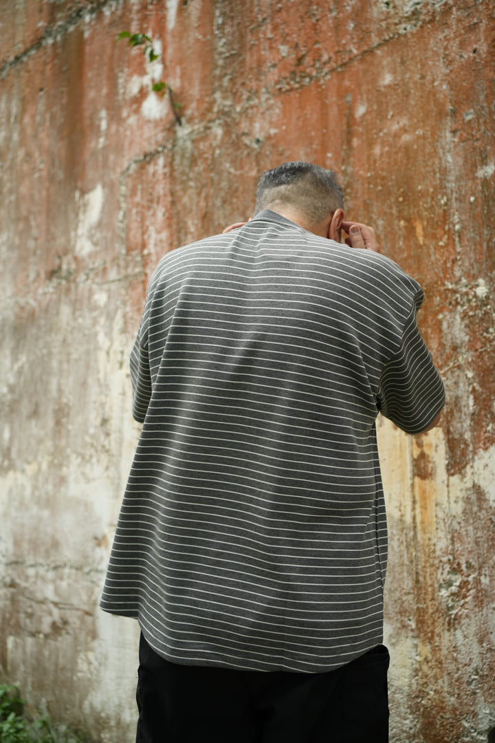 T053 A-Cut Space Cotton Stripe Tee