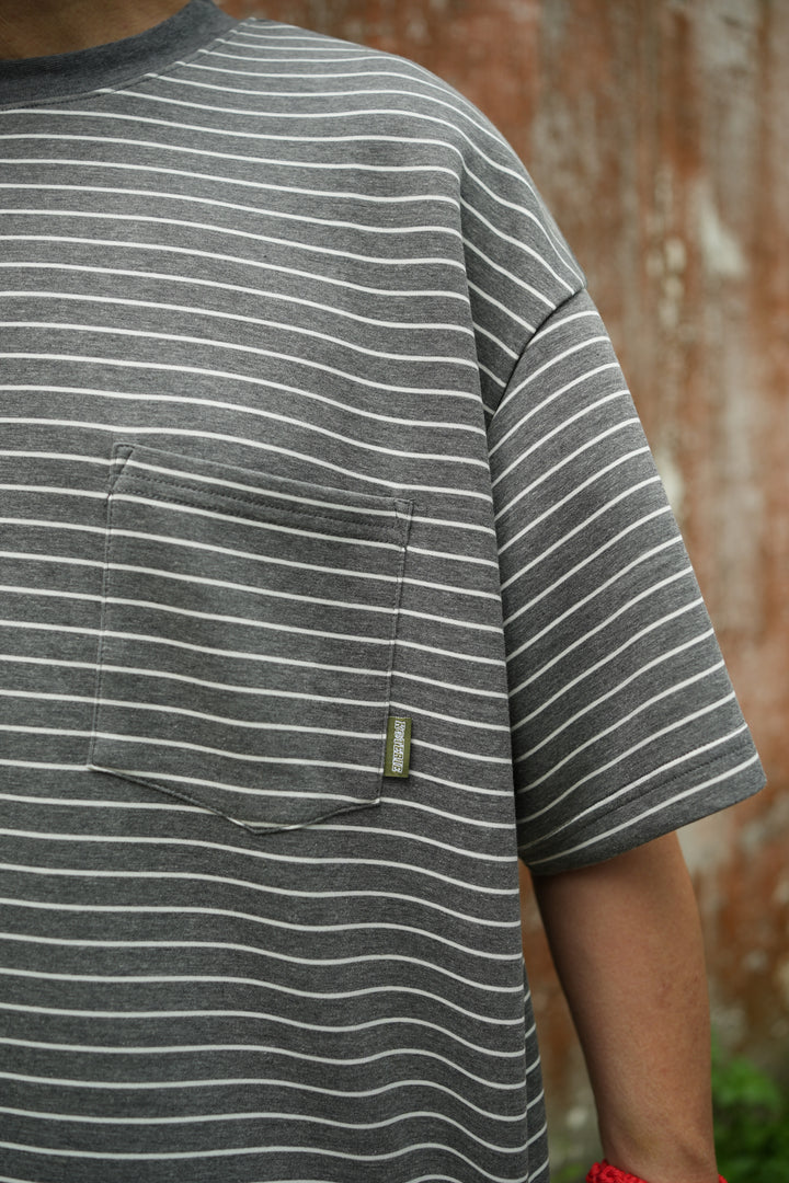 T053 A-Cut Space Cotton Stripe Tee