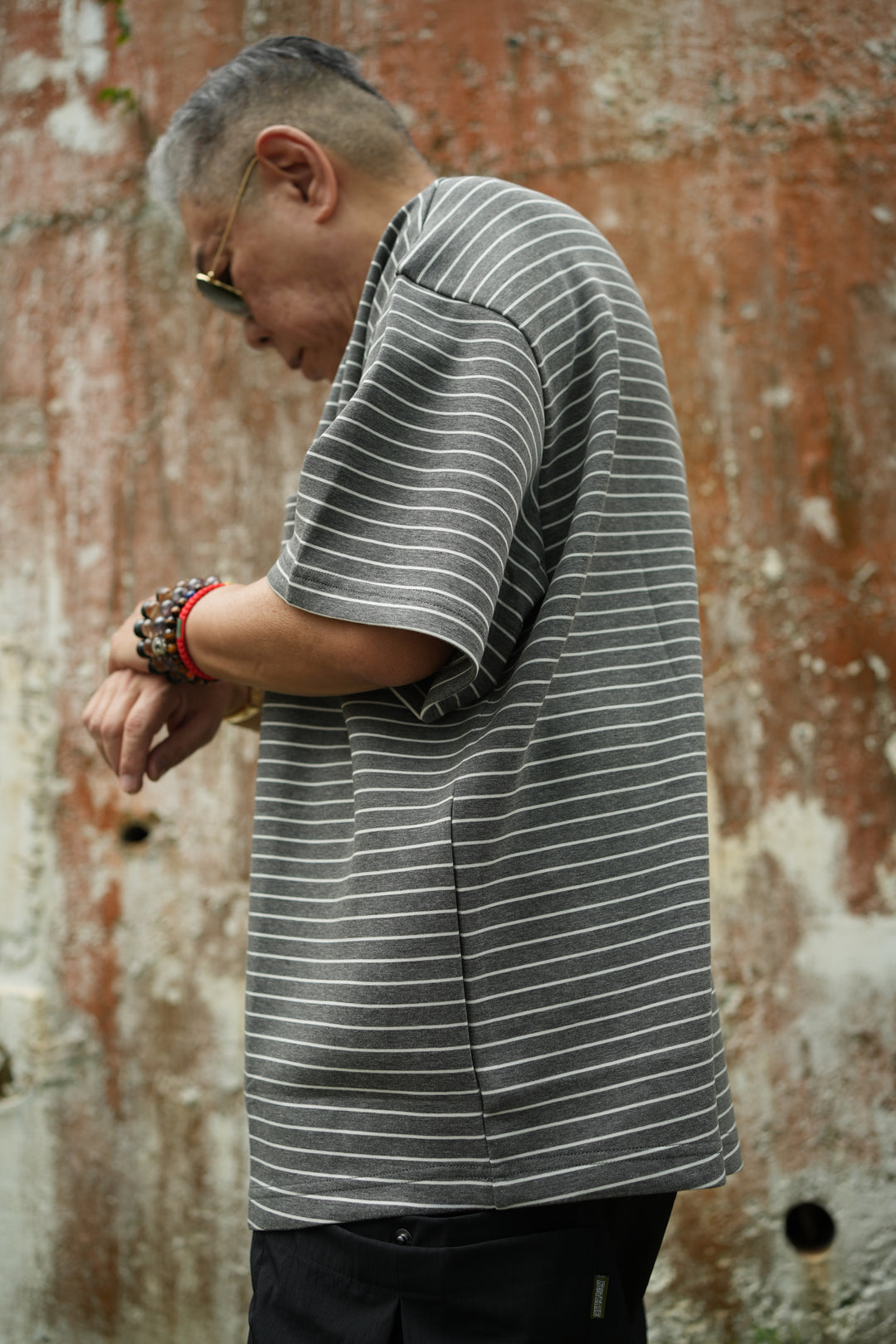 T053 A-Cut Space Cotton Stripe Tee