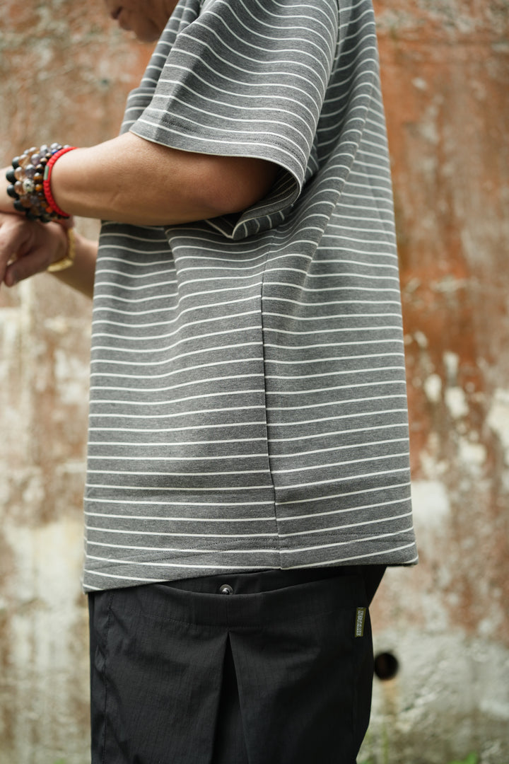 T053 A-Cut Space Cotton Stripe Tee