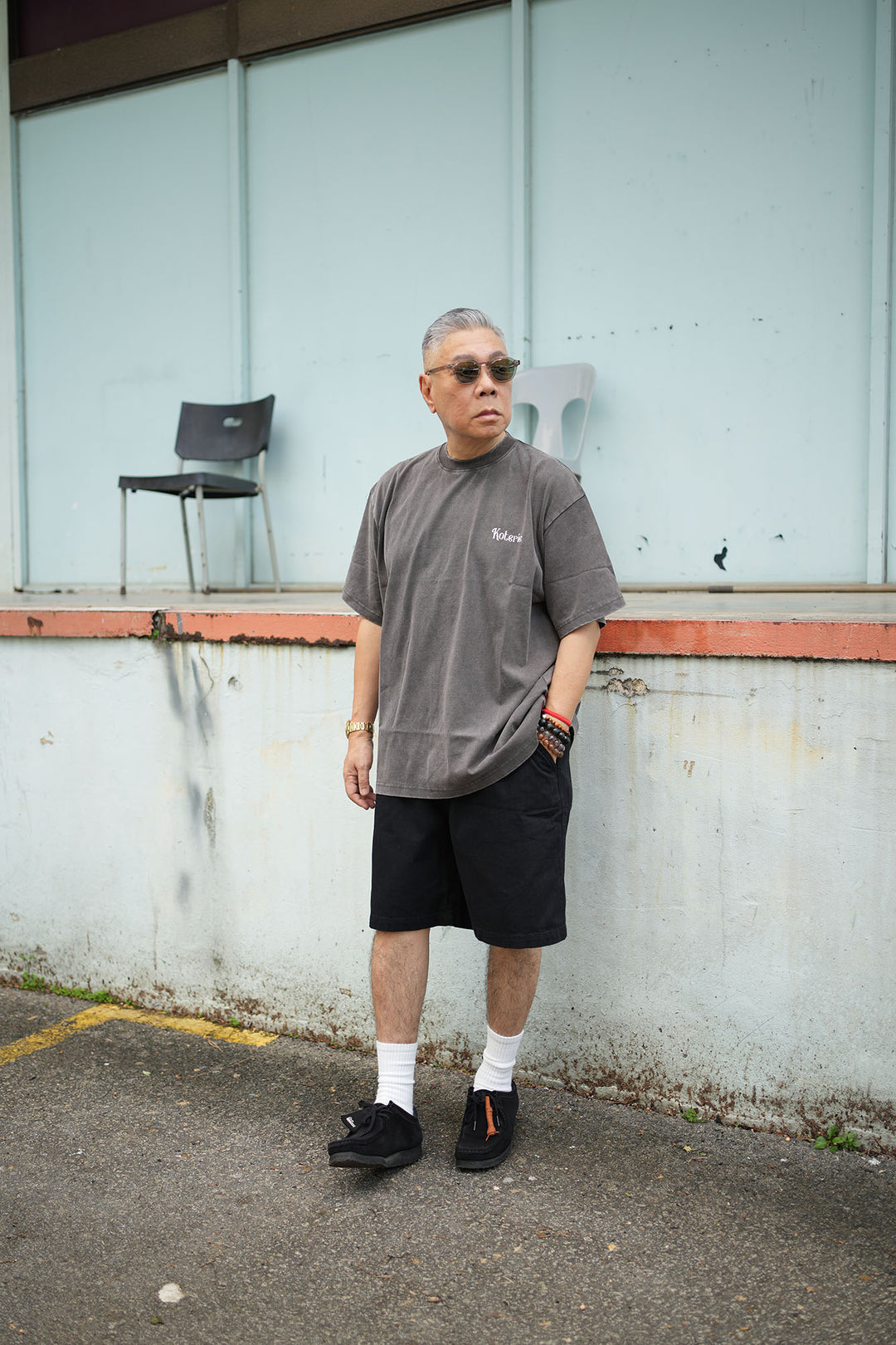 T095 Washed Herringbone Chino Shorts