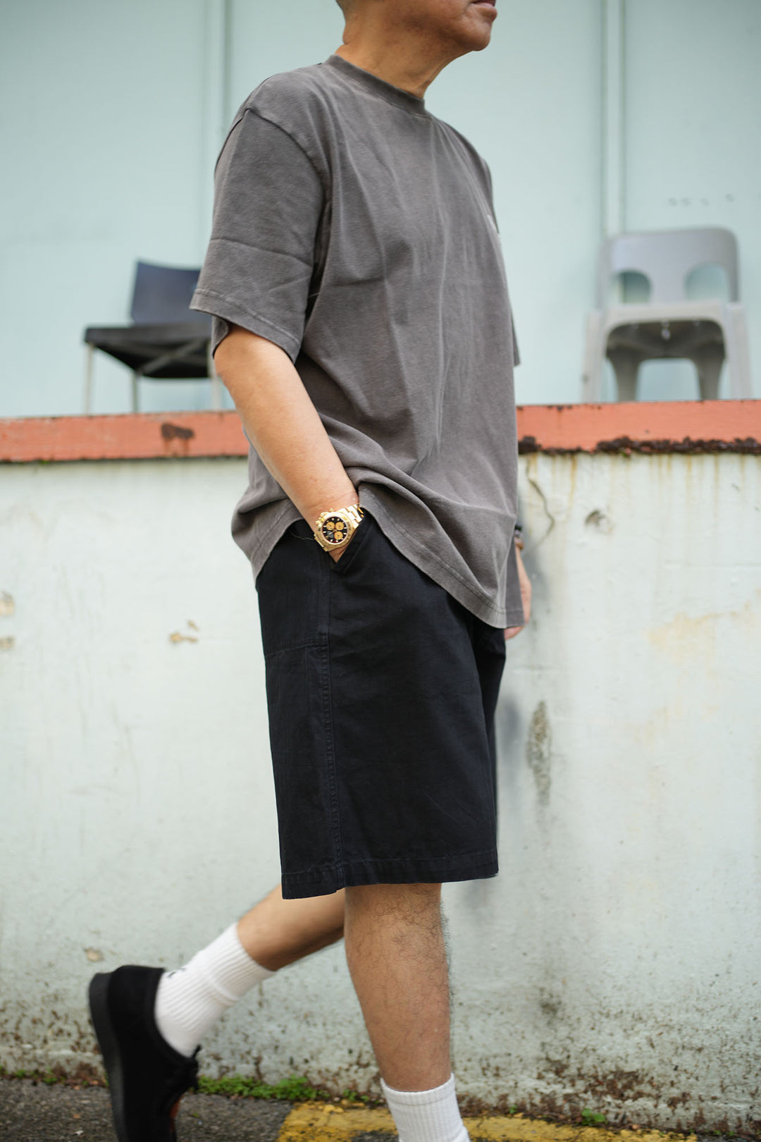 T095 Washed Herringbone Chino Shorts