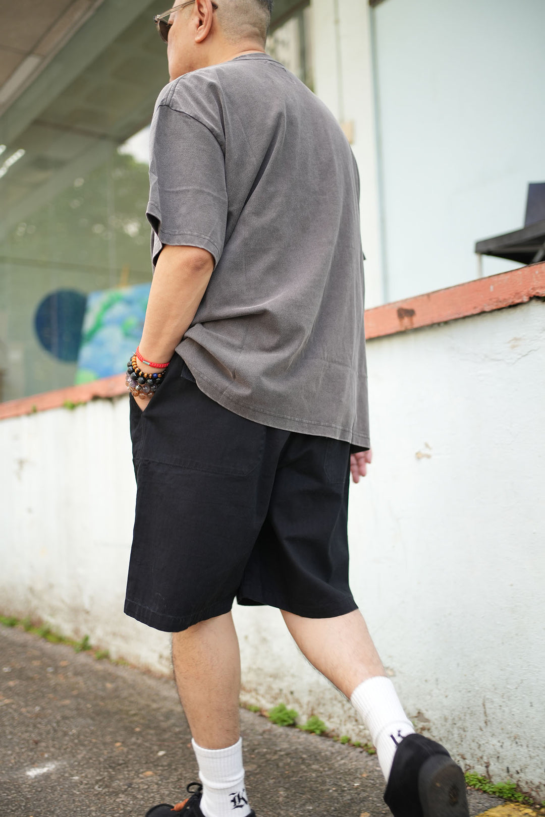 T095 Washed Herringbone Chino Shorts
