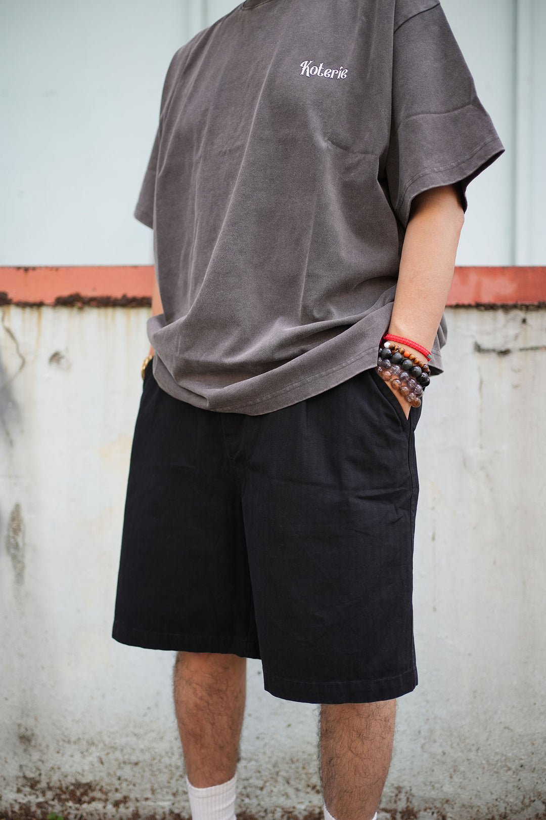 T095 Washed Herringbone Chino Shorts