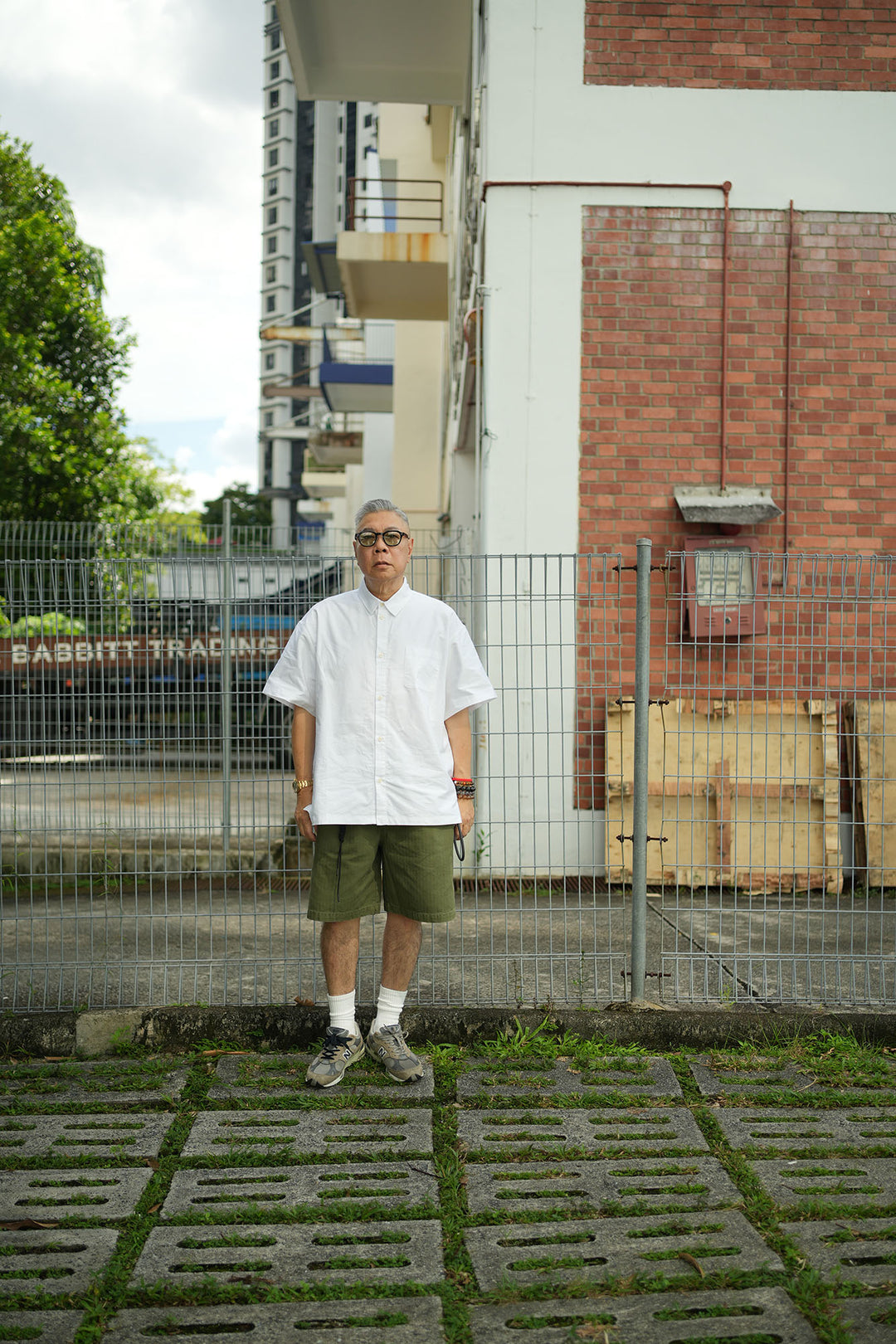 T095 Washed Herringbone Chino Shorts