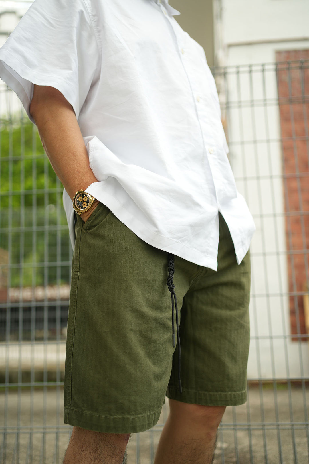 T095 Washed Herringbone Chino Shorts