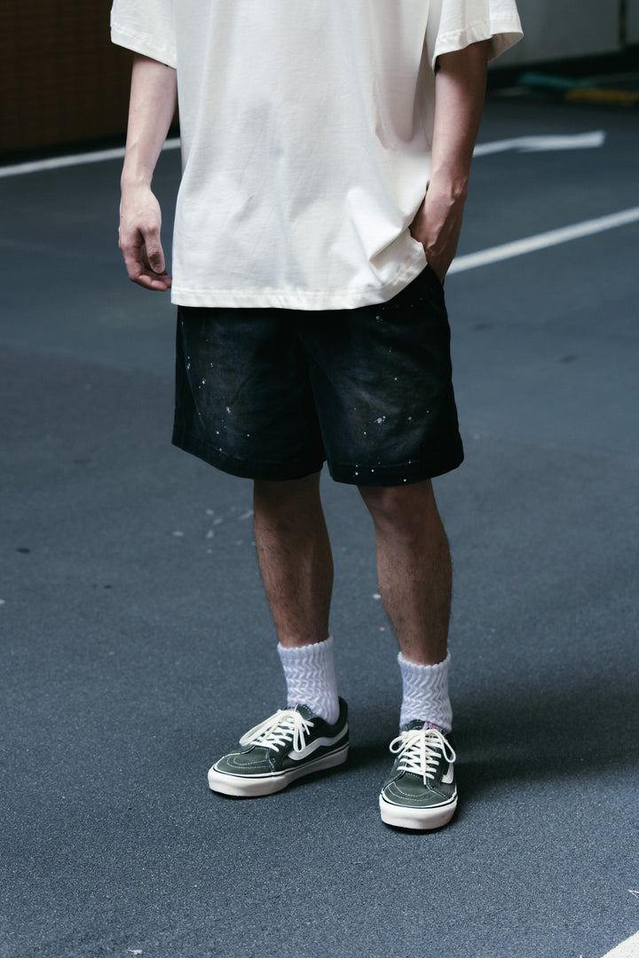 Heavy Washed Smudged Chino Short Dull Black【M24-02】