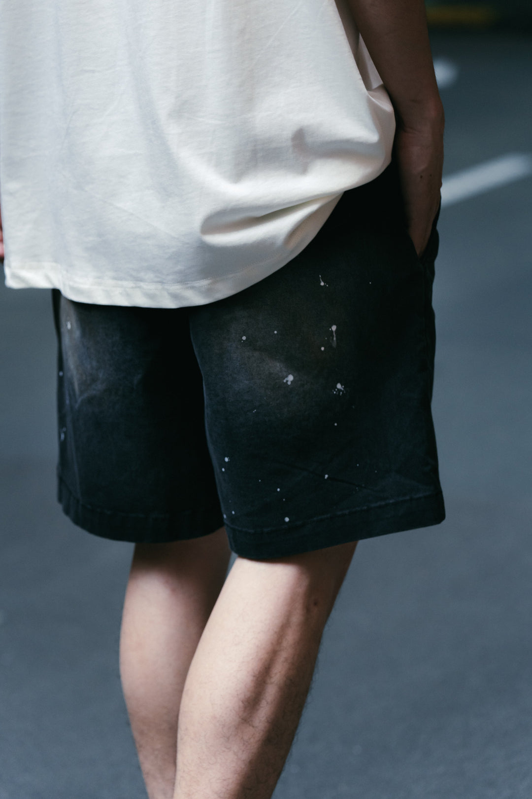 Heavy Washed Smudged Chino Short Dull Black【M24-02】