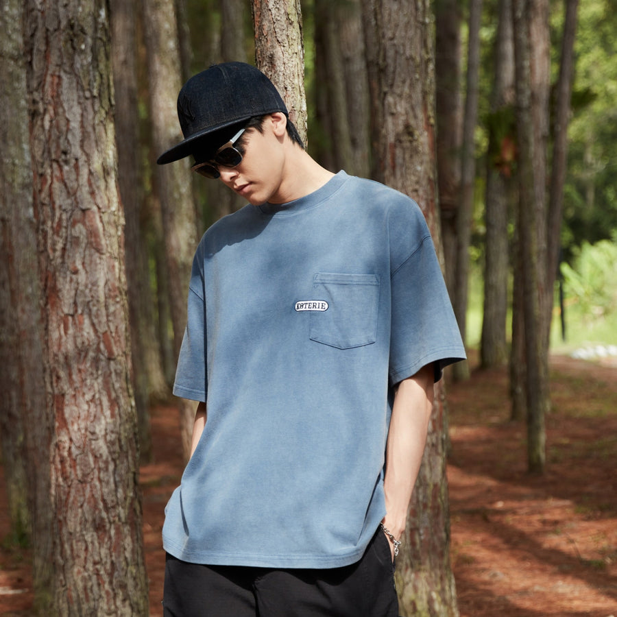 T3024 Washed Logo Pocket Tee