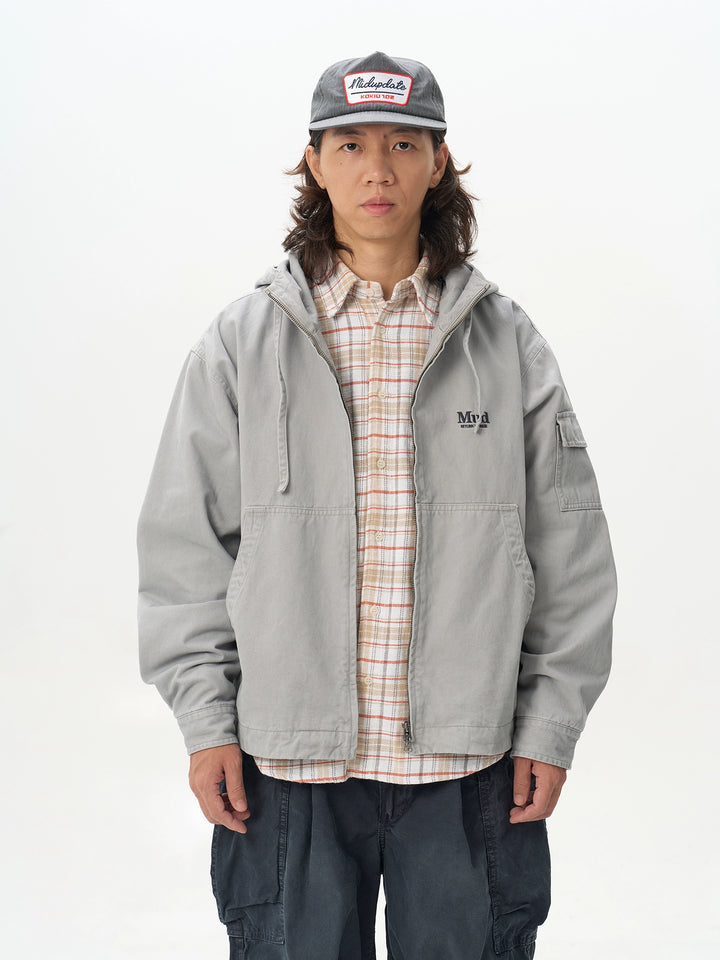 Washed Distressed Commuter Hooded Jacket