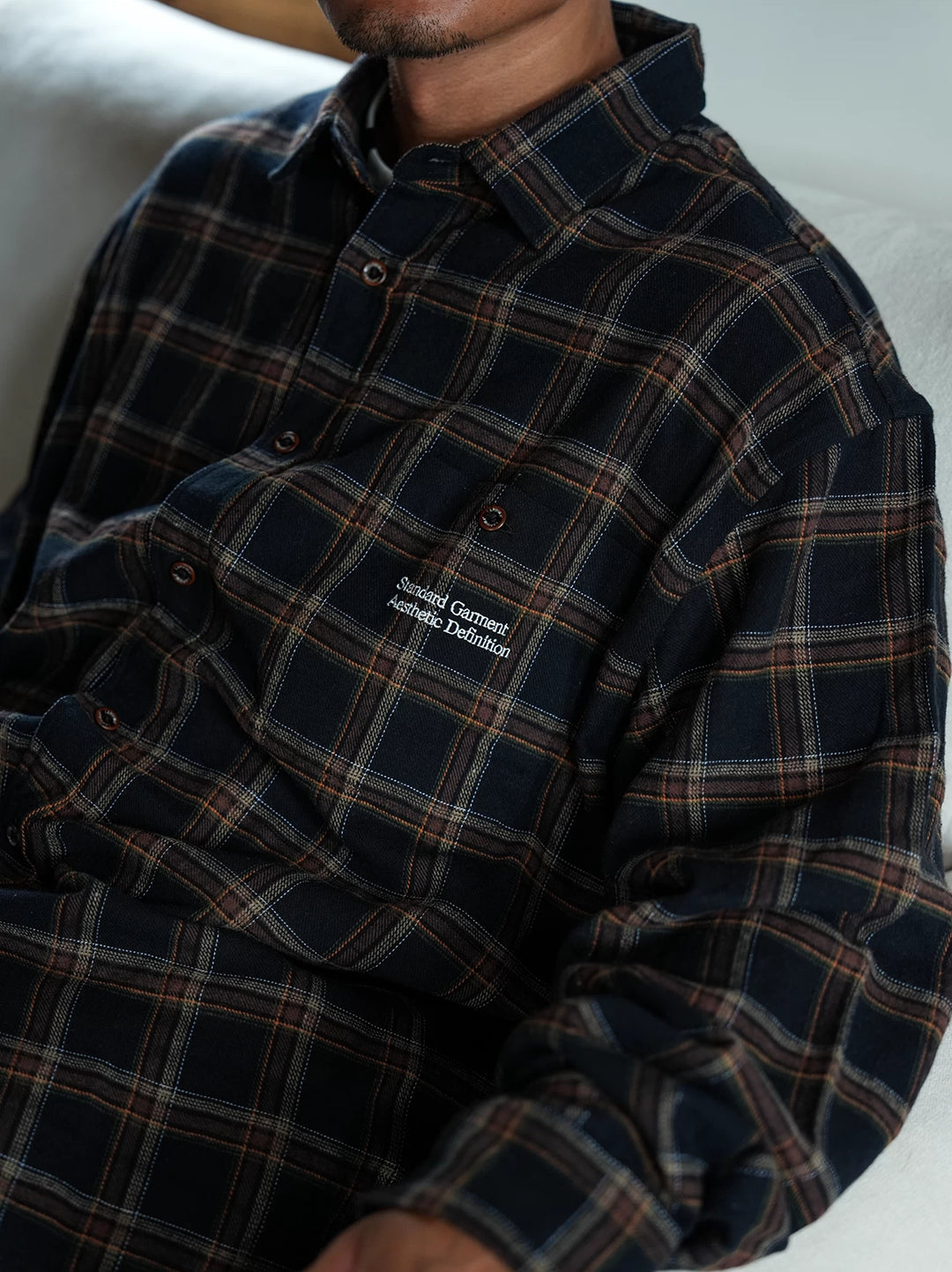 LAPRIMA OVERSIZED PLAID PRINT SHIRT