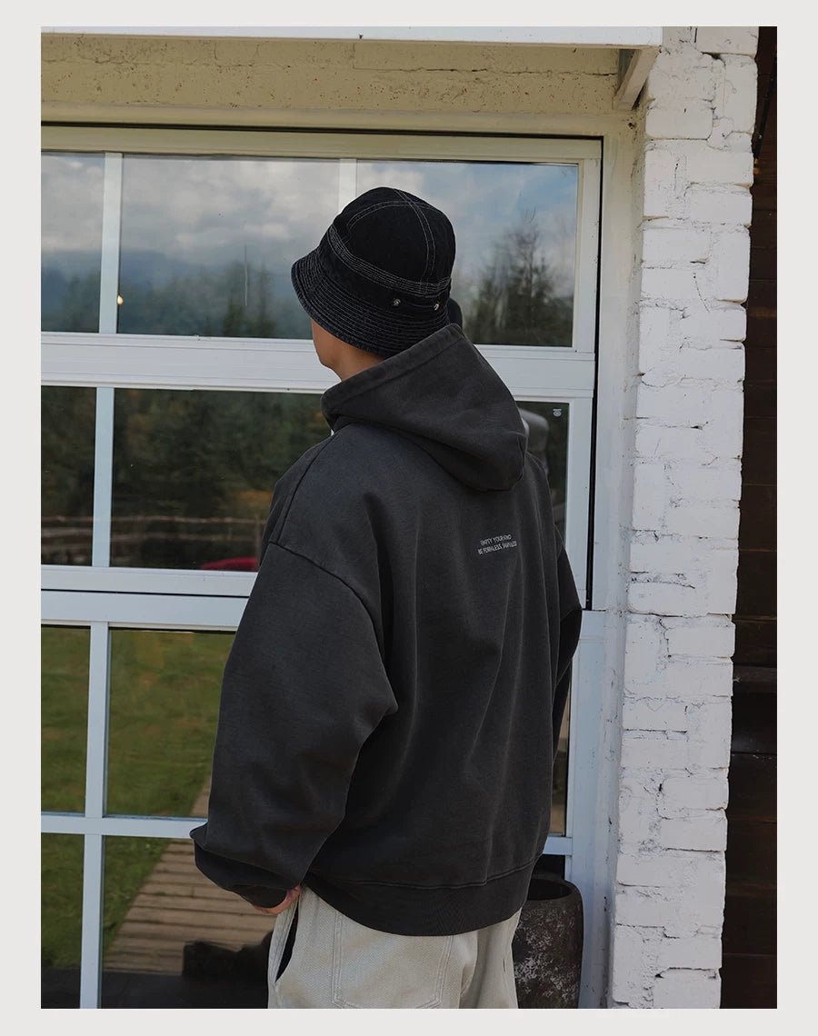 Wax-Dye Washed Fleece Hoodie