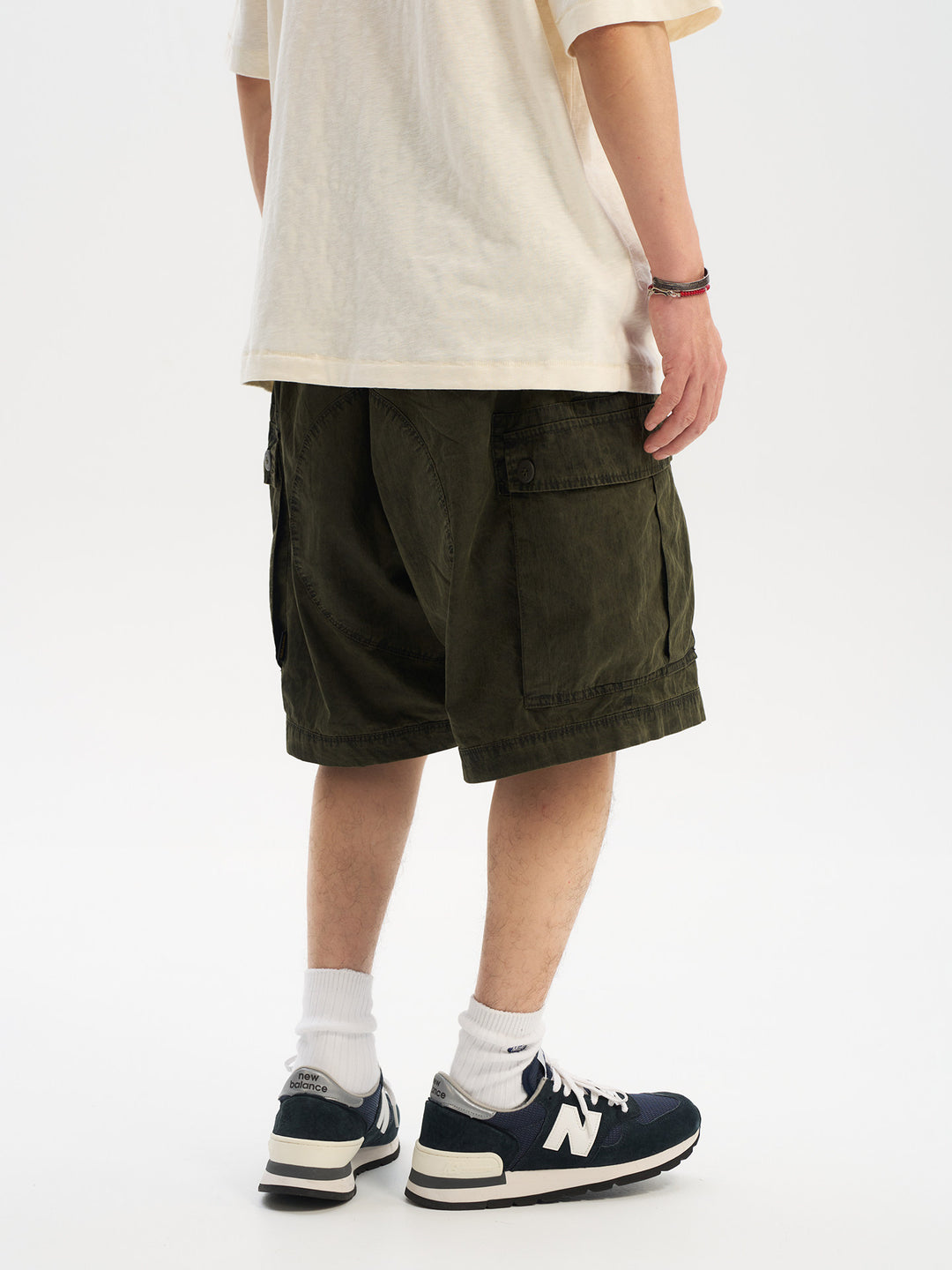 Vintage Washed Drawstring Cargo Shorts