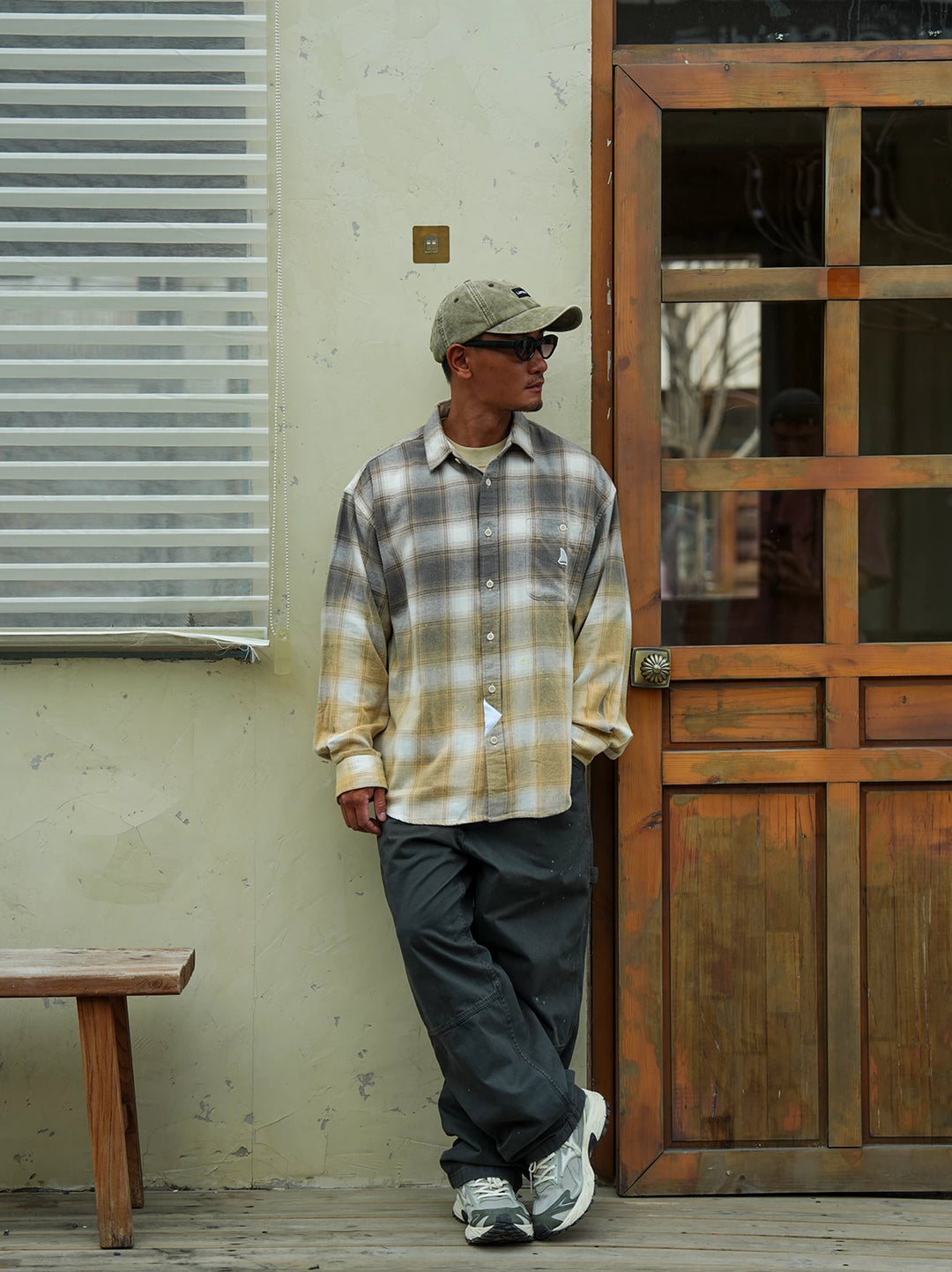 LAPIVIMA FADE GRADIENT PLAID OVERSIZED SHIRT