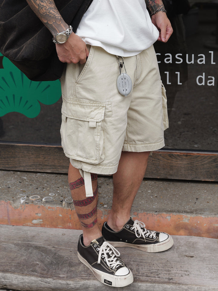 Washed Webbing Cargo Shorts