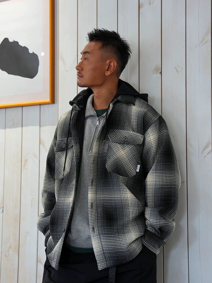 LAPRIMA DETACHABLE-HOOD QUILTED SHIRT JACKET