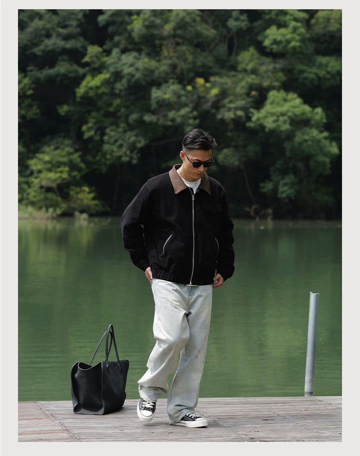 Horsehide Collar Harrington Jacket