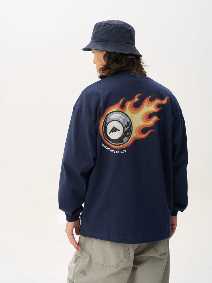 Flaming 8 Ball Print Tee