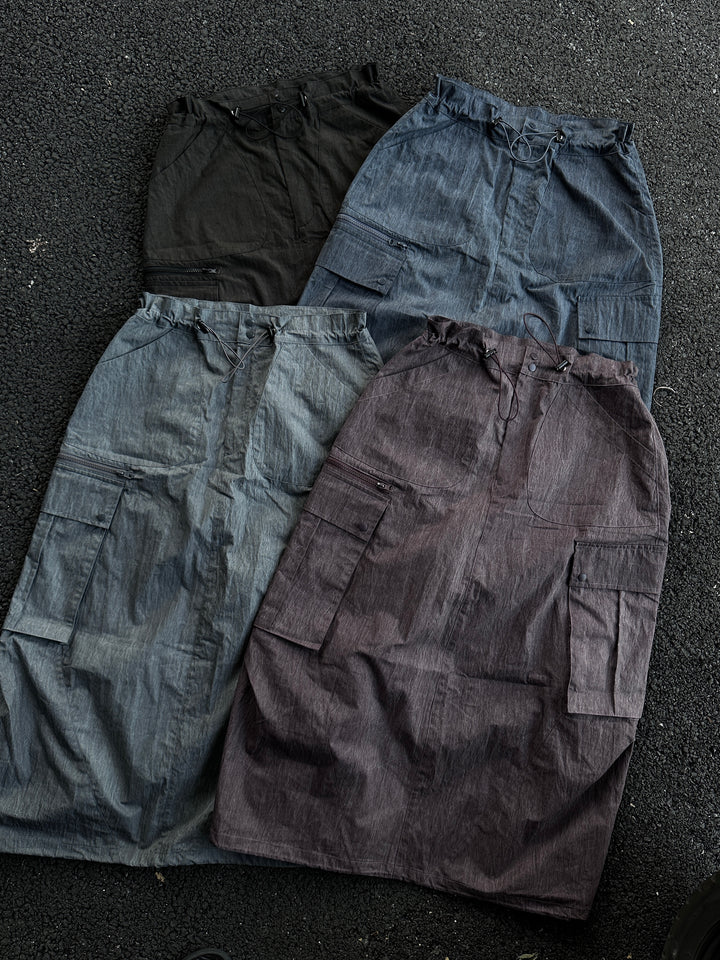 Acid Wash Cargo Skirt