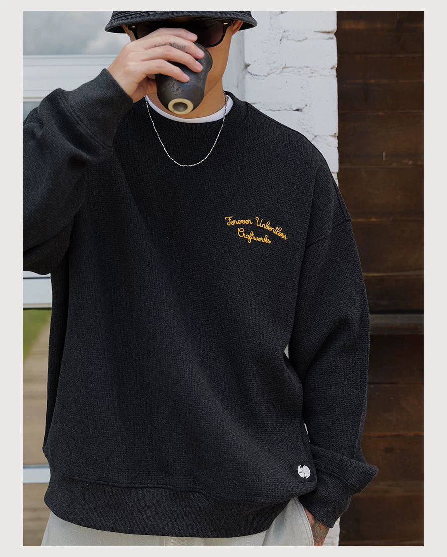 Cotton Waffle Crewneck Sweatshirt