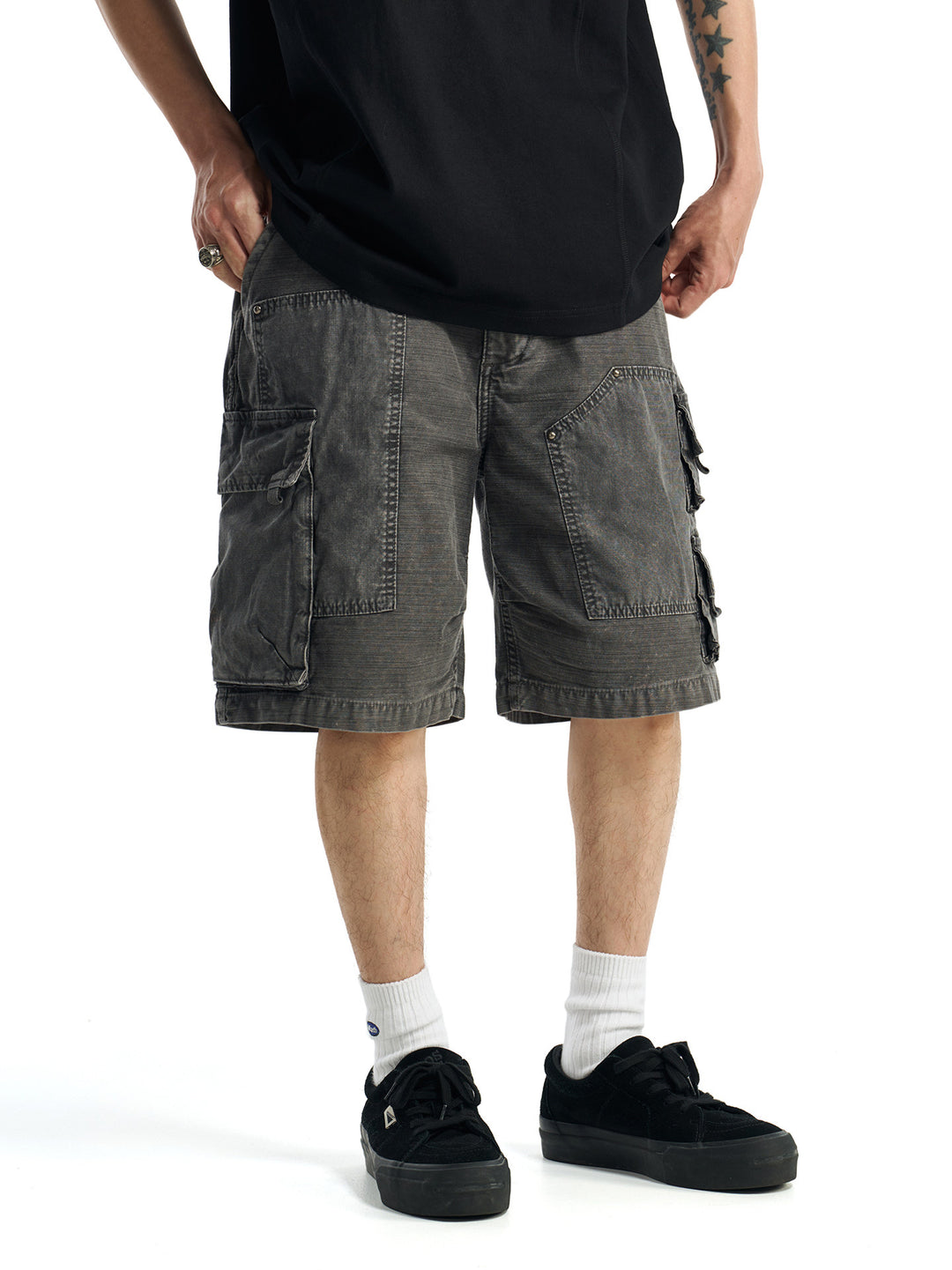 Vintage Patchwork Multi-Pocket Cargo Shorts