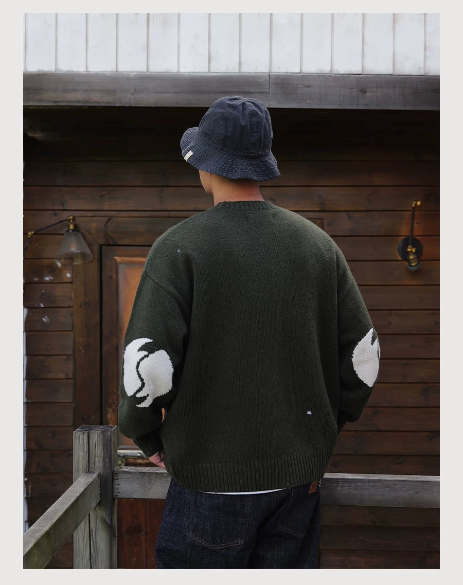 Wool-Blend Distressed Sweater