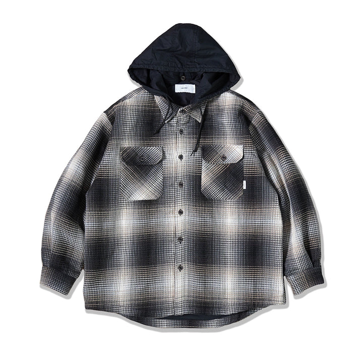 LAPRIMA DETACHABLE-HOOD QUILTED SHIRT JACKET