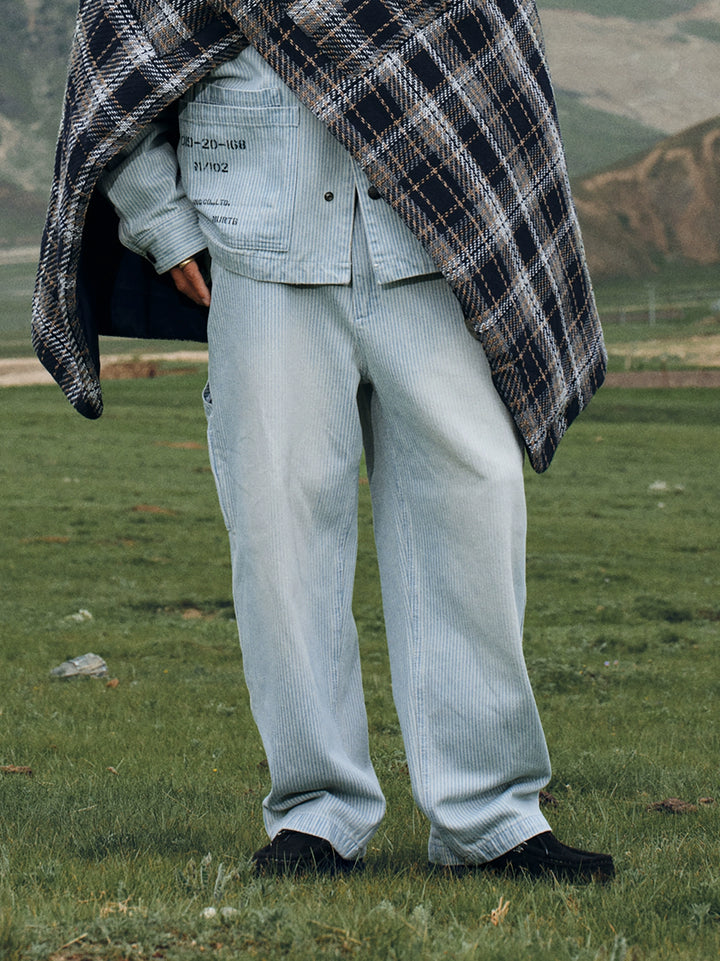 Washed Pin Striped Trousers