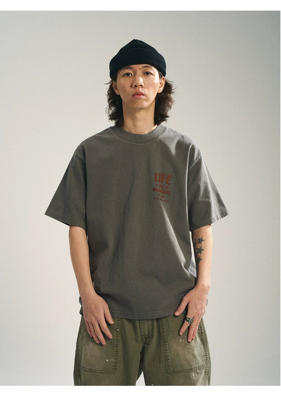 MU557 Retro Color Block Graphic Letter Tee